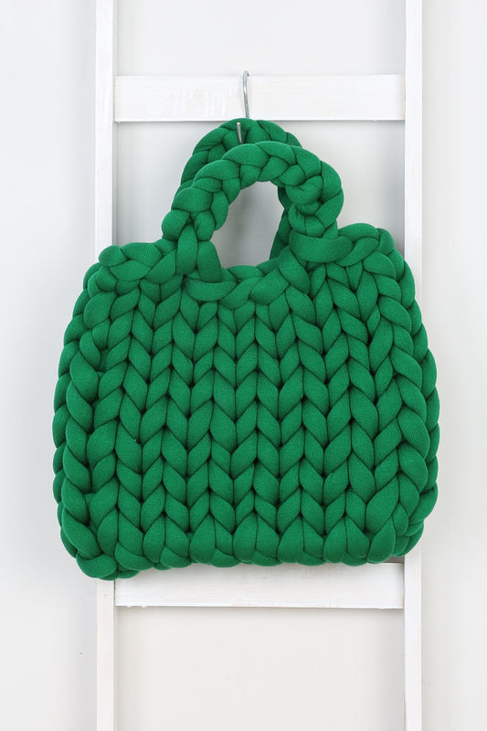 Hand Knitted Chunky Bag | Grass Green