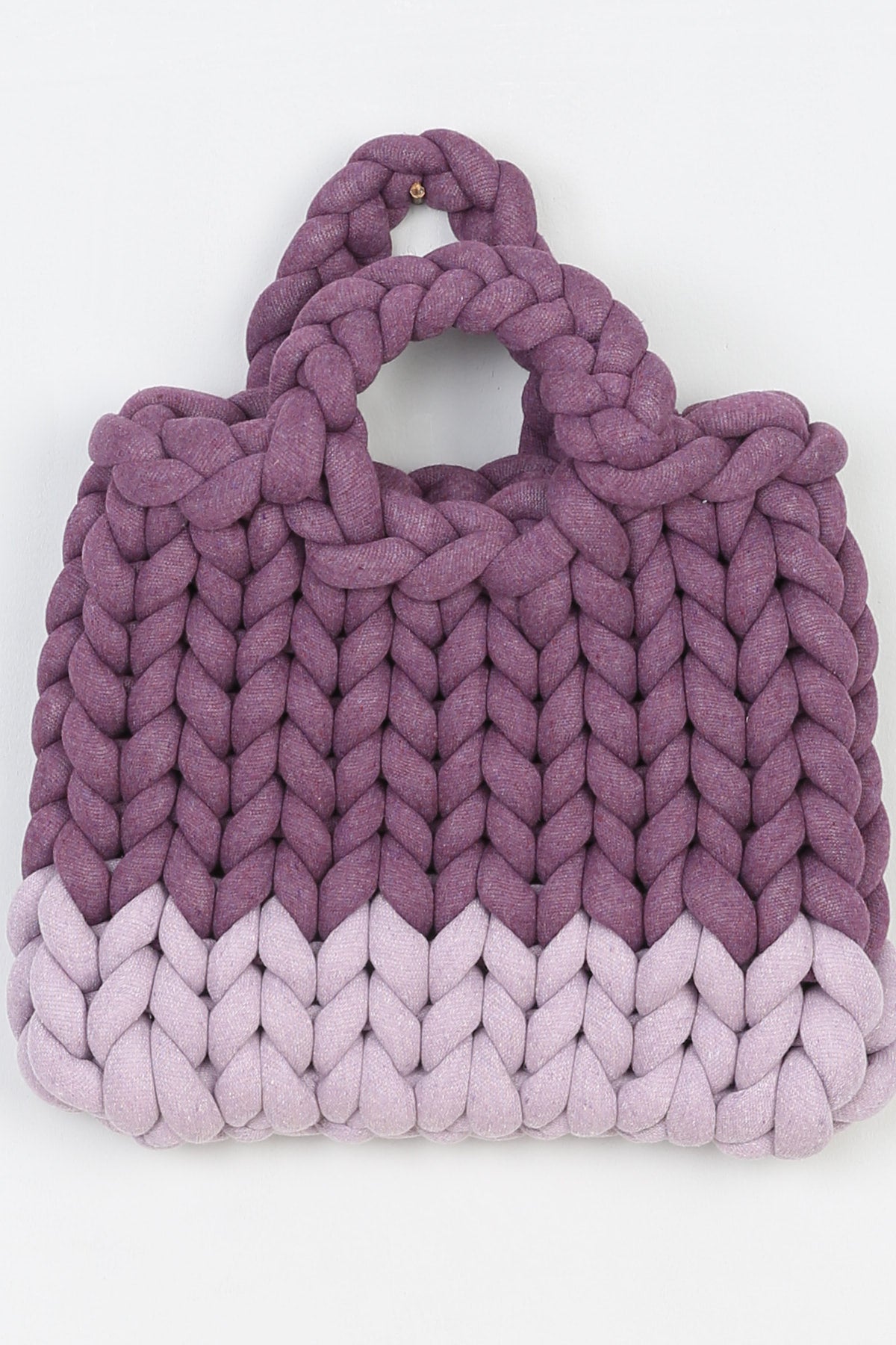 Hand Knitted Chunky Bag  | Lilac-Damson