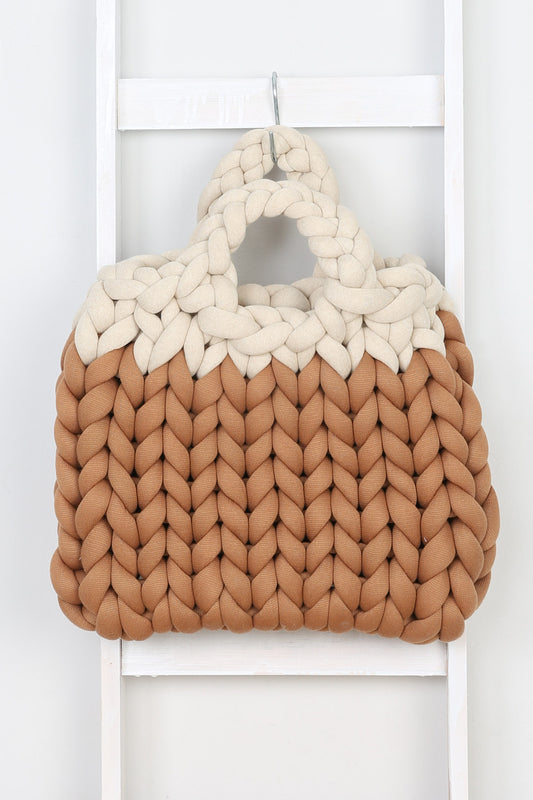 Hand Knitted Chunky Bag | Calm Beige - Soft Brown